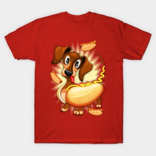 Dachshund Hot Dog Cute and Funny Character T-Shirt